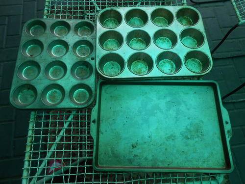 Vintage baking tray and muffin tins